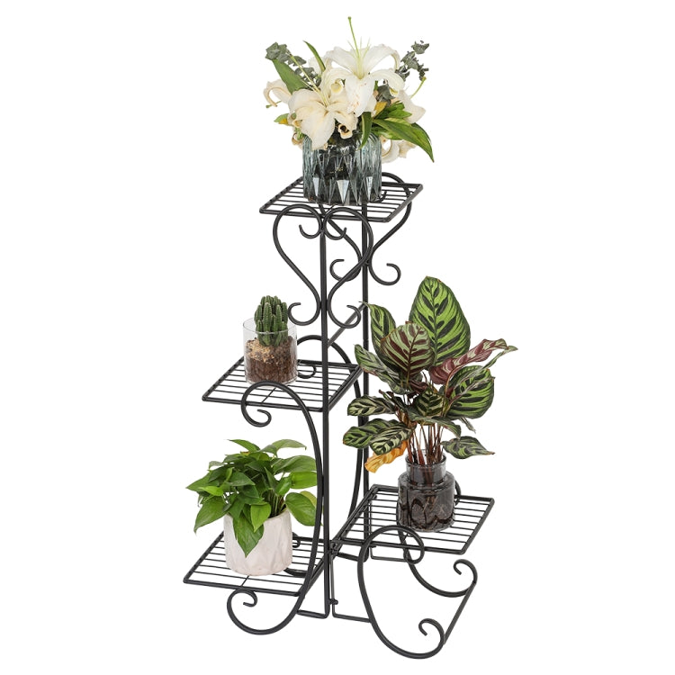 [US Warehouse] Indoor Outdoor Garden Square Flower Metal Shelves Plant Pot Stand Iron Decoration, Height: 82cm