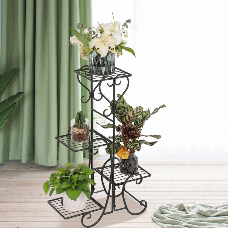 [US Warehouse] Indoor Outdoor Garden Square Flower Metal Shelves Plant Pot Stand Iron Decoration, Height: 82cm
