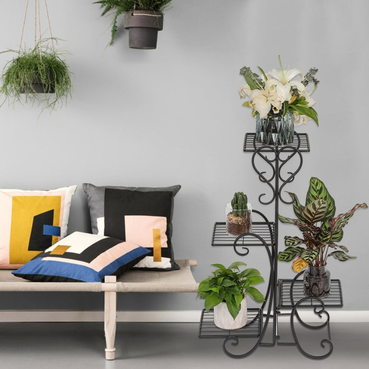[US Warehouse] Indoor Outdoor Garden Square Flower Metal Shelves Plant Pot Stand Iron Decoration, Height: 82cm