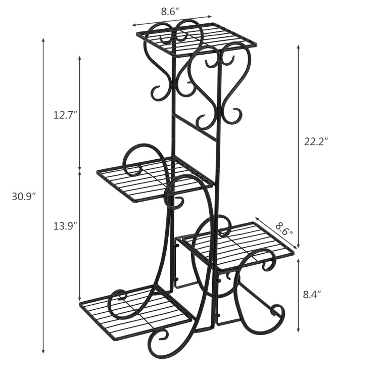 [US Warehouse] Indoor Outdoor Garden Square Flower Metal Shelves Plant Pot Stand Iron Decoration, Height: 82cm