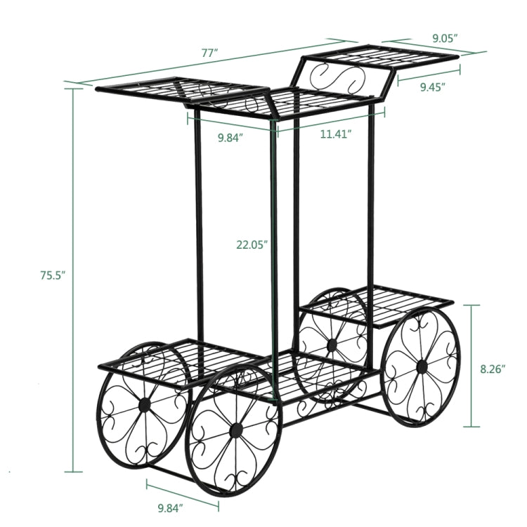[US Warehouse] Car Shape Plant Shelf 6 Stand Iron Decoration, Size: 78.74 x 25.4 x 75.44cm