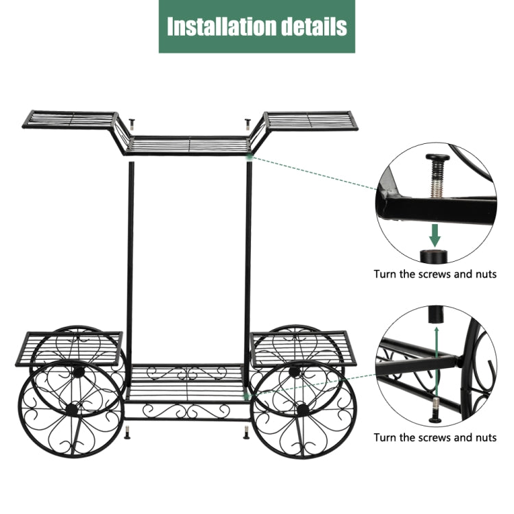 [US Warehouse] Car Shape Plant Shelf 6 Stand Iron Decoration, Size: 78.74 x 25.4 x 75.44cm