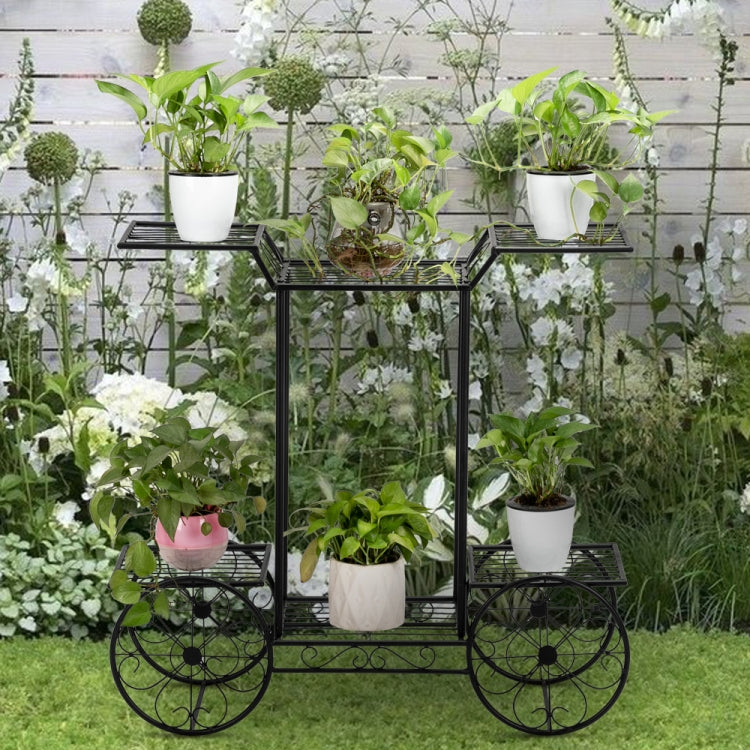 [US Warehouse] Car Shape Plant Shelf 6 Stand Iron Decoration, Size: 78.74 x 25.4 x 75.44cm
