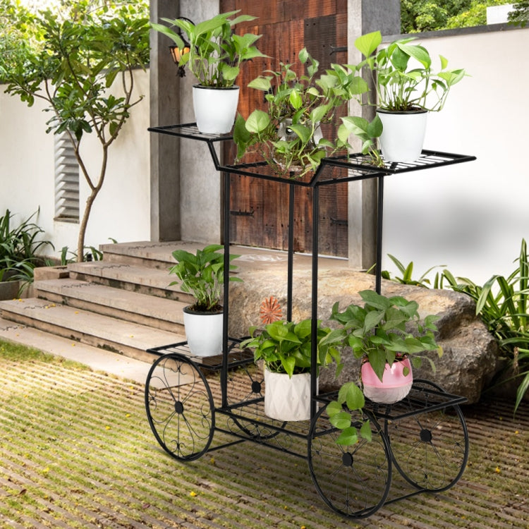 [US Warehouse] Car Shape Plant Shelf 6 Stand Iron Decoration, Size: 78.74 x 25.4 x 75.44cm