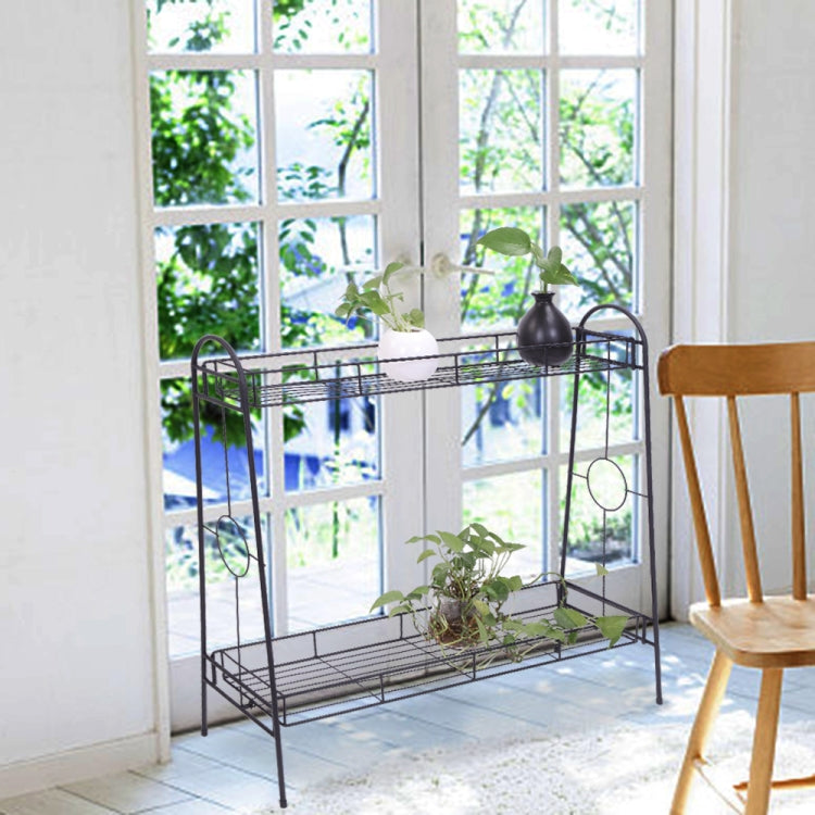 [US Warehouse] 2 Layers Round Pattern Plant Shelf, Size: 83 x 81.5 x 31cm