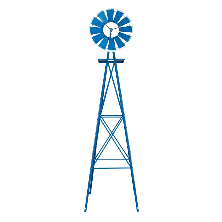 [US Warehouse] Outdoor Courtyard Garden Iron Rotatable Windmill,Size: 65x65x244cm (Blue)