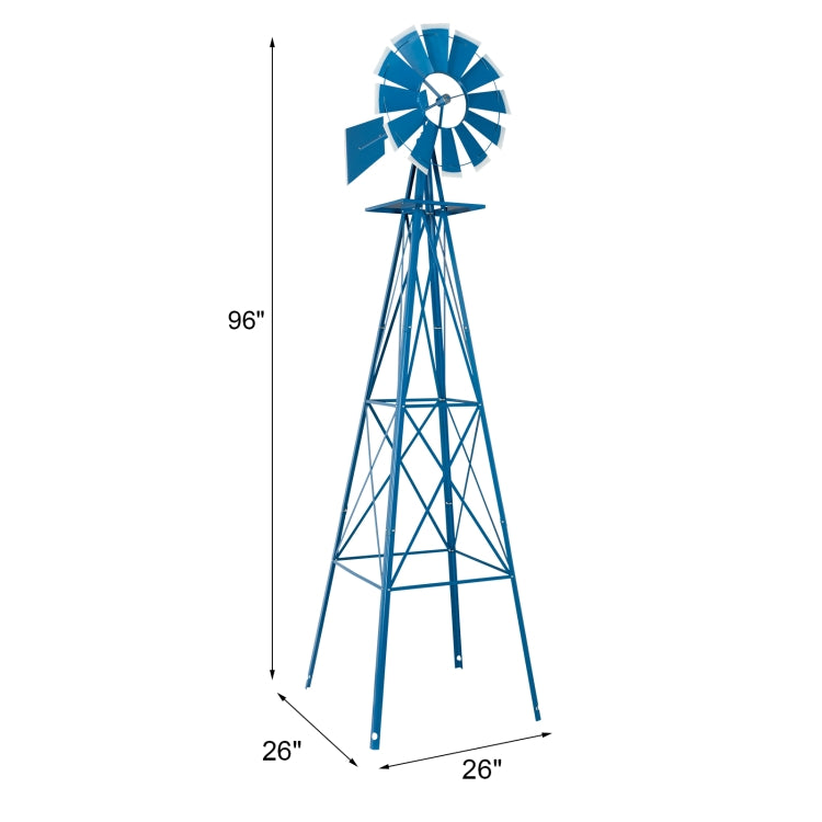 [US Warehouse] Outdoor Courtyard Garden Iron Rotatable Windmill,Size: 65x65x244cm (Blue)