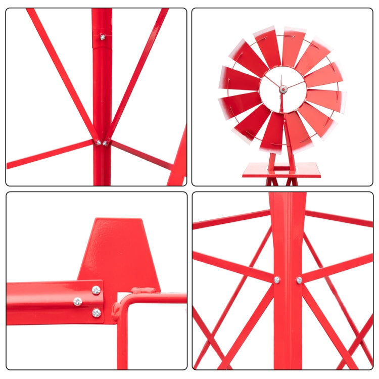[US Warehouse] Garden Rotatable Iron Windmill, Size: 65x65x244cm (Red)