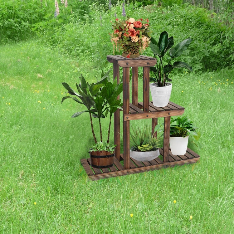 [US Warehouse] PG-S04 3 Tier Multifunctional Bamboo Plant Flower Stand