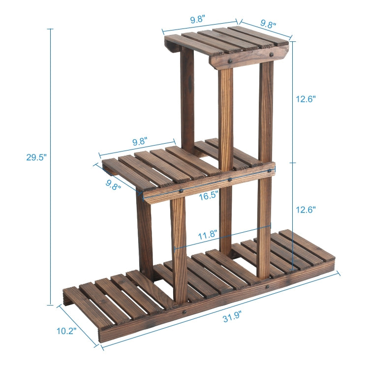 [US Warehouse] PG-S04 3 Tier Multifunctional Bamboo Plant Flower Stand