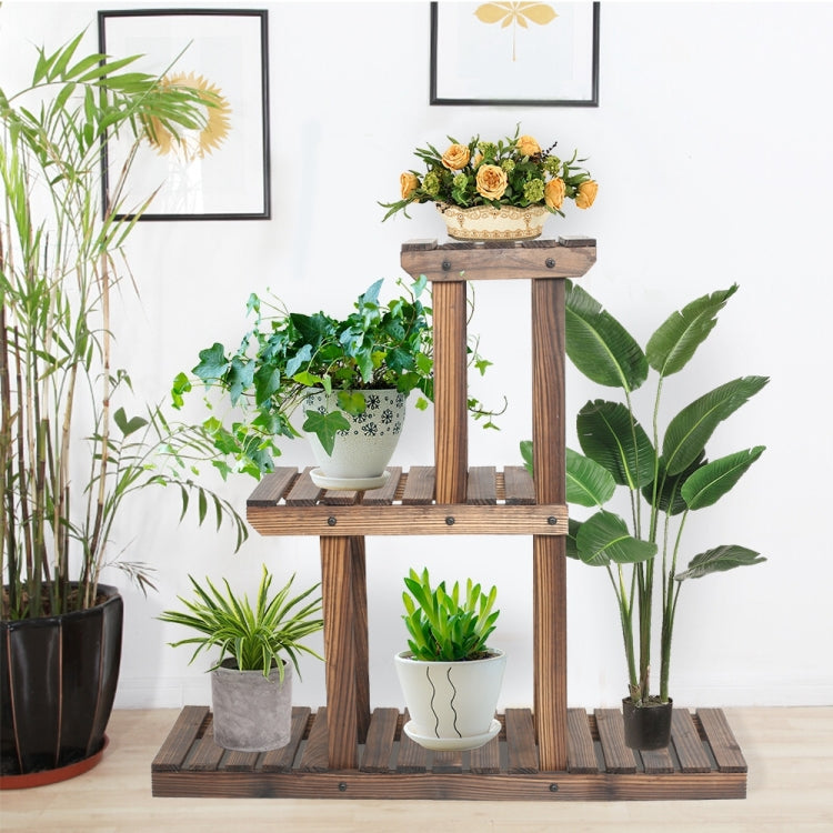 [US Warehouse] PG-S04 3 Tier Multifunctional Bamboo Plant Flower Stand