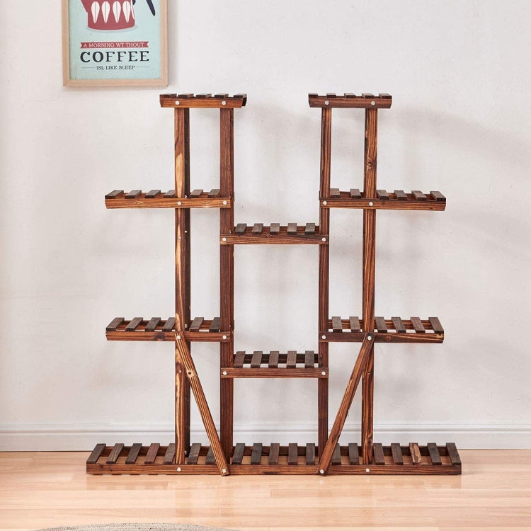 [US Warehouse] Indoor Outdoor 4 Tier Wood Plant Stand Flower Pots Holder, Size: 114.8x24.9x116.1cm