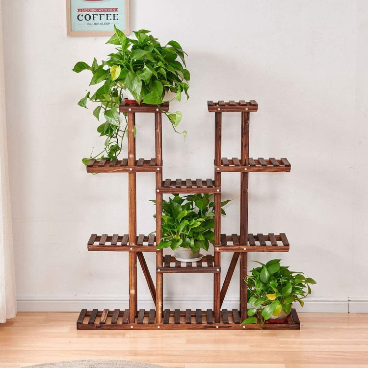 [US Warehouse] Indoor Outdoor 4 Tier Wood Plant Stand Flower Pots Holder, Size: 114.8x24.9x116.1cm