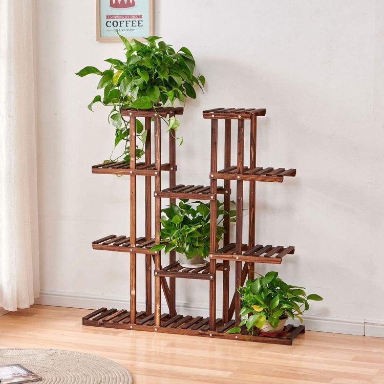 [US Warehouse] Indoor Outdoor 4 Tier Wood Plant Stand Flower Pots Holder, Size: 114.8x24.9x116.1cm