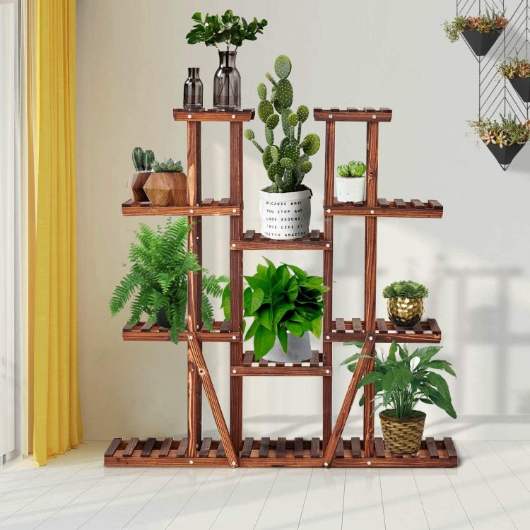 [US Warehouse] Indoor Outdoor 4 Tier Wood Plant Stand Flower Pots Holder, Size: 114.8x24.9x116.1cm