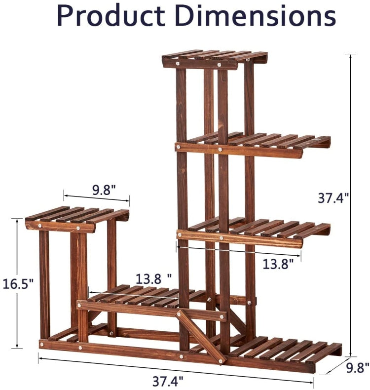 [US Warehouse] Indoor Outdoor 4 Tier Wood Plant Stand Flower Pots Holder, Size: 95x24.9x95cm