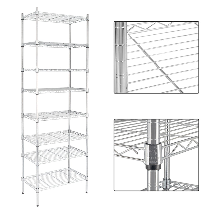 [US Warehouse] 8-layer Adjustable Electroplated Iron Shelf, Size: 70.9 x 23.6 x 13.8 inch