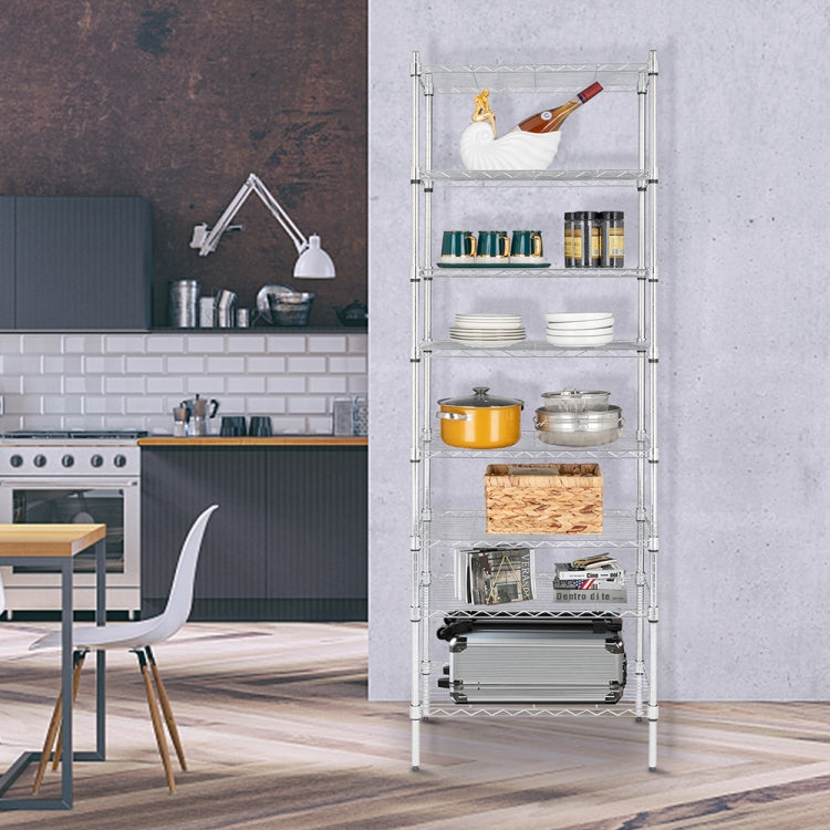 [US Warehouse] 8-layer Adjustable Electroplated Iron Shelf, Size: 70.9 x 23.6 x 13.8 inch