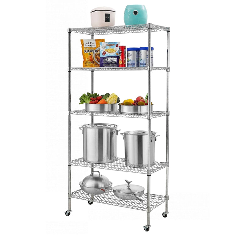 [US Warehouse] 5-layer Adjustable Electroplated Iron Shelf with Wheels, Size: 70.9 x 35.4 x 17.7 inch