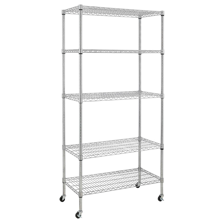[US Warehouse] 5-layer Adjustable Electroplated Iron Shelf with Wheels, Size: 70.9 x 35.4 x 17.7 inch