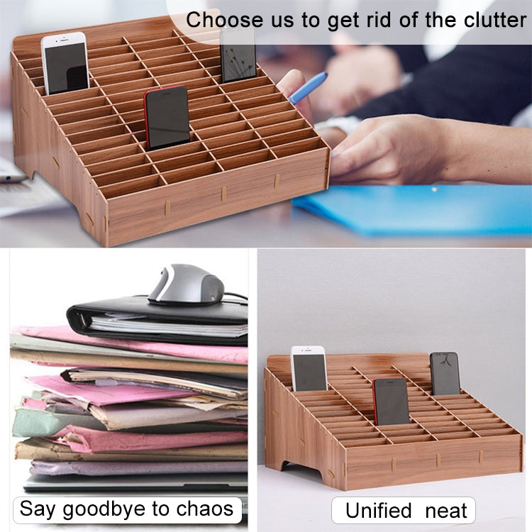 Wooden Multi-cell Mobile Phone Film Stand Desktop Display Rack, 60 Grids, Size: 41.7x34.5x23cm