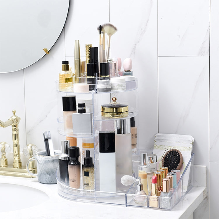 360 Degree Rotating Makeup Box Transparent Lipstick Multi-function Desktop Cosmetics Shelf Storage Box