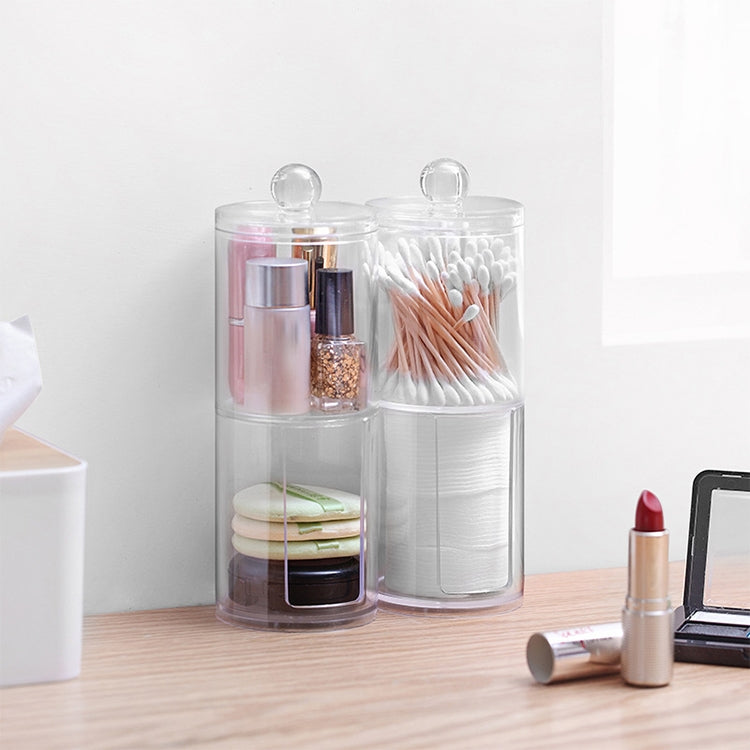 Transparent Round Plastic Cosmetic Box Cotton Swab Storage Box