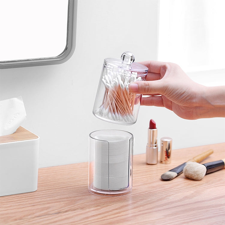 Transparent Round Plastic Cosmetic Box Cotton Pads Storage Box