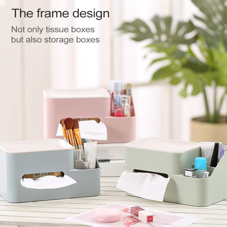 Creative Multi-function Tissue Box Simple Household Plastic Desktop Storage Box, Size:24.5x13x13cm (Green)
