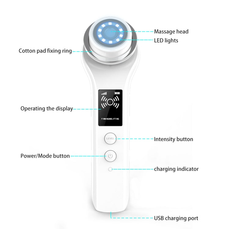YJK059 Multifunctional Color Light Lead-in Instrument Negative Ion Beauty Instrument (White)
