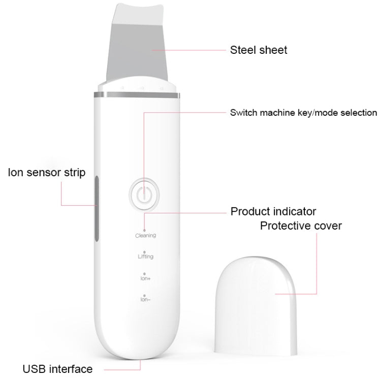 YJK063 Ultrasonic Ion Cleanser Micro-current Massage Beauty Introduction Instrument (Silver)