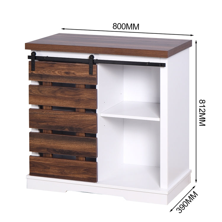 [US Warehouse] Floor-standing MDF Double-layer Storage Cabinet with Sliding Door & Pulleys, Size: 81.2 x 80 x 39cm