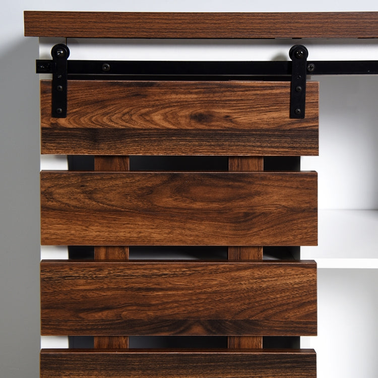 [US Warehouse] Floor-standing MDF Double-layer Storage Cabinet with Sliding Door & Pulleys, Size: 81.2 x 80 x 39cm