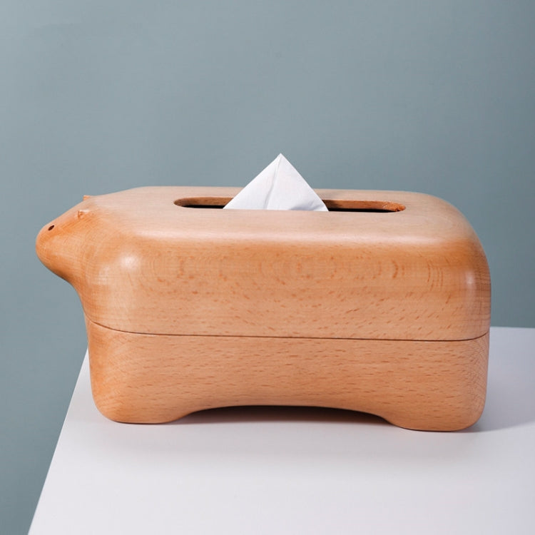 Musor Creative Home Multi Specification Desktop Storage Suction Box, Polar Bear Tissue Box, Beech Wood