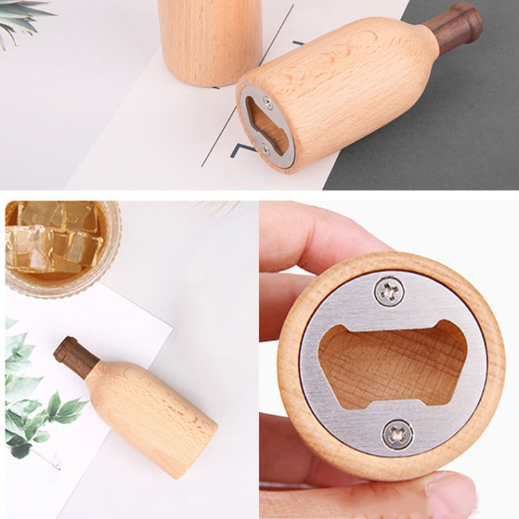 Creative Multifunctional Beer Opener Bottle Shape (Beech)