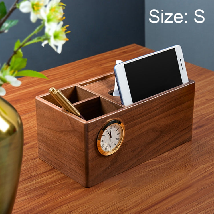 Walnut Living Room Simple Paper Box,Small Mobile Phone Holder With Clock