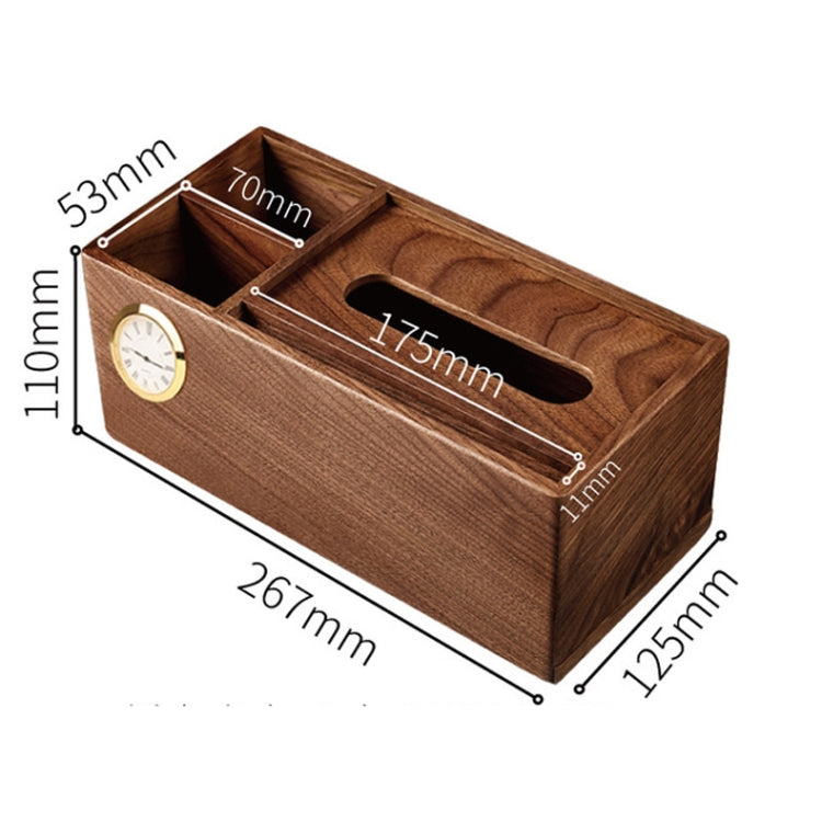 Walnut Living Room Simple Paper Box,Large Mobile Phone Holder With Clock