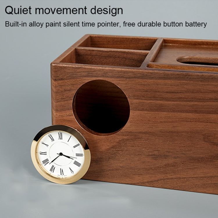 Walnut Living Room Simple Paper Box,Large Mobile Phone Holder With Clock