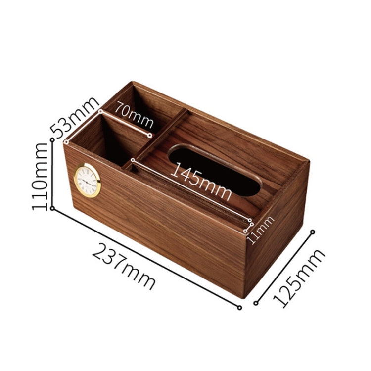 Walnut Living Room Simple Paper Box,Small Mobile Phone Holder With Clock