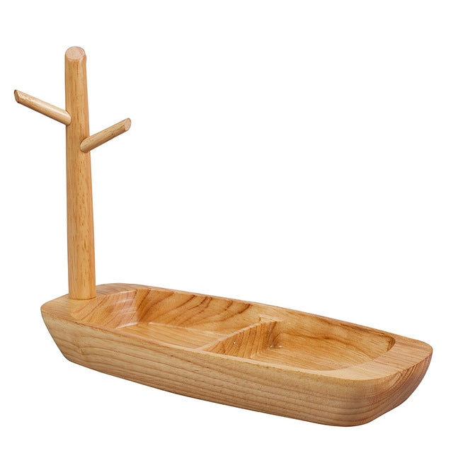 3PCS Solid Wood Key Rack, Porch Storage Rack, Rubber Boat Type