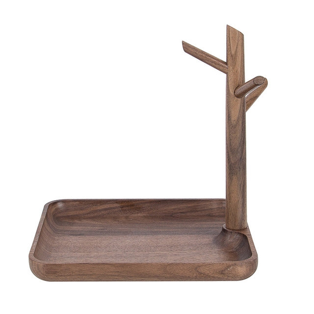 3PCS Solid Wood Key Rack, Porch Storage Rack, Walnut Square