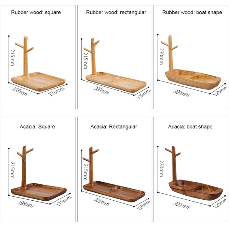 3PCS Solid Wood Key Rack, Porch Storage Rack, Walnut Square