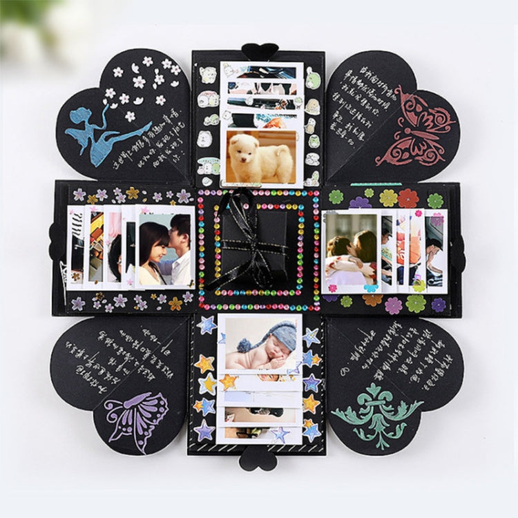 Creative DIY Handmade Photo Album Surprise Explosion Gift Box (Black)