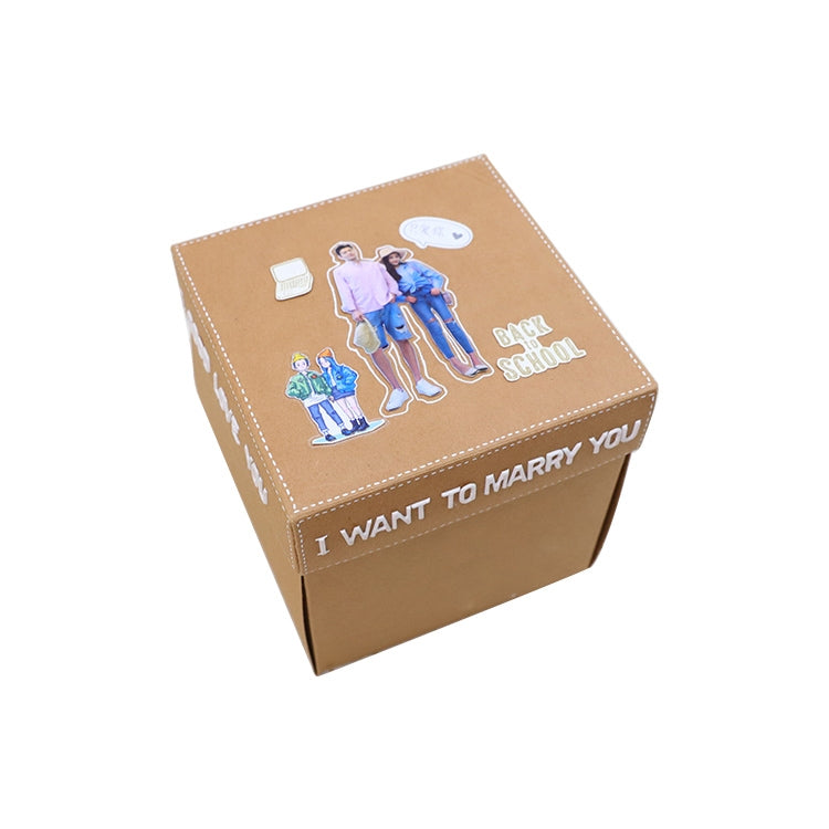 Creative DIY Handmade Photo Album Commemorative Book Time Corridor Surprise Explosion Gift Box, Retro Finished Version