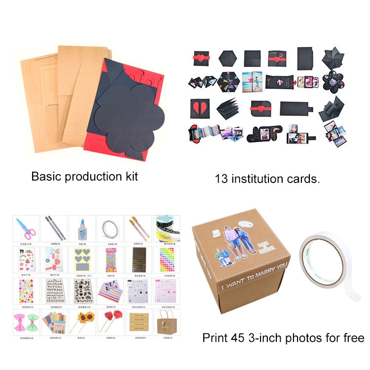 Creative DIY Handmade Photo Album Commemorative Book Time Corridor Surprise Explosion Gift Box, Retro Finished Version