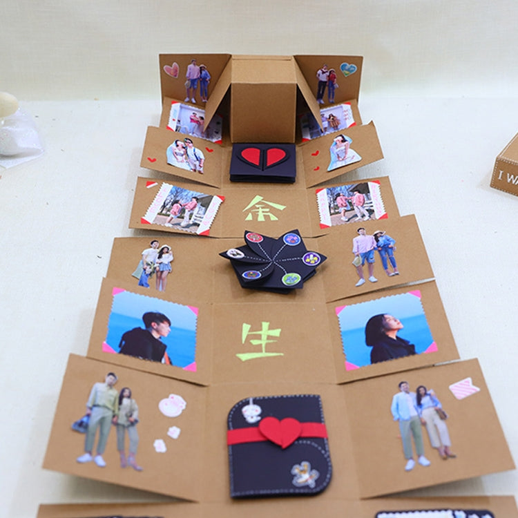 Creative DIY Handmade Photo Album Commemorative Book Time Corridor Surprise Explosion Gift Box, Retro Basic Version