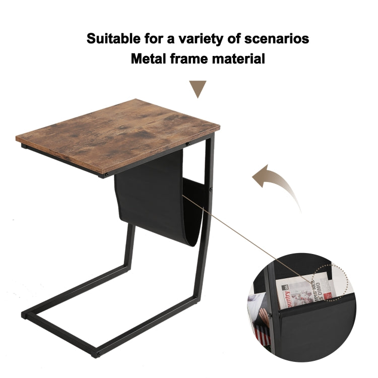 [US Warehouse] C Shape Wood + Metal Frame Industrial Side Table Home Table Decoration, Size: 62x34.8x51.8cm