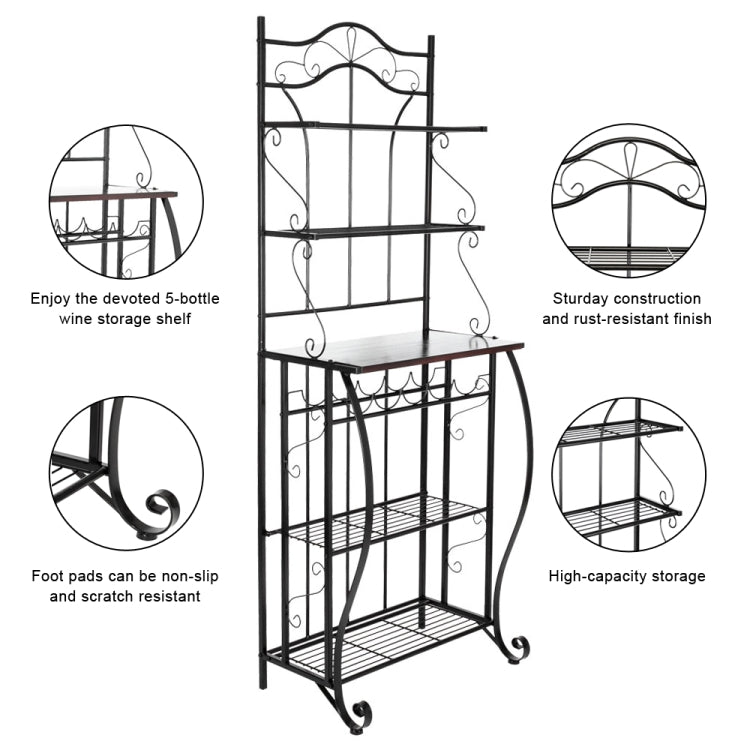 [US Warehouse] 5-Tier Metal Floral Border Kitchen Rack Iron Baking Decoration, Size: 63.5 x 40 x 174cm