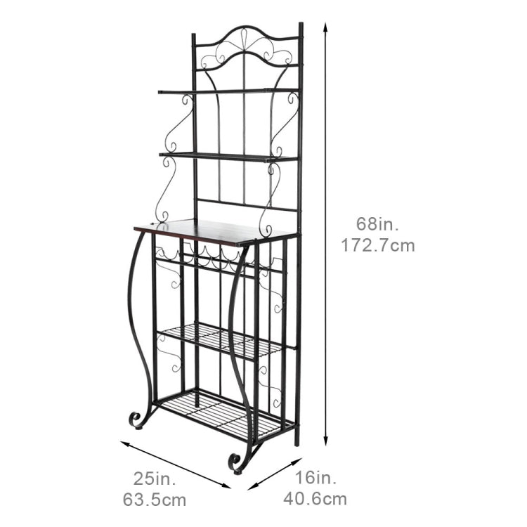 [US Warehouse] 5-Tier Metal Floral Border Kitchen Rack Iron Baking Decoration, Size: 63.5 x 40 x 174cm