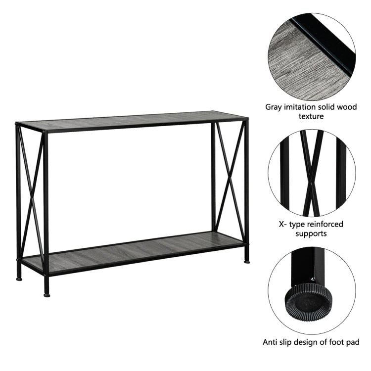 [US Warehouse] MDF Countertop Wrought Iron Base 2 Layers Forked Console Table, Size: 120 x 23 x 74cm